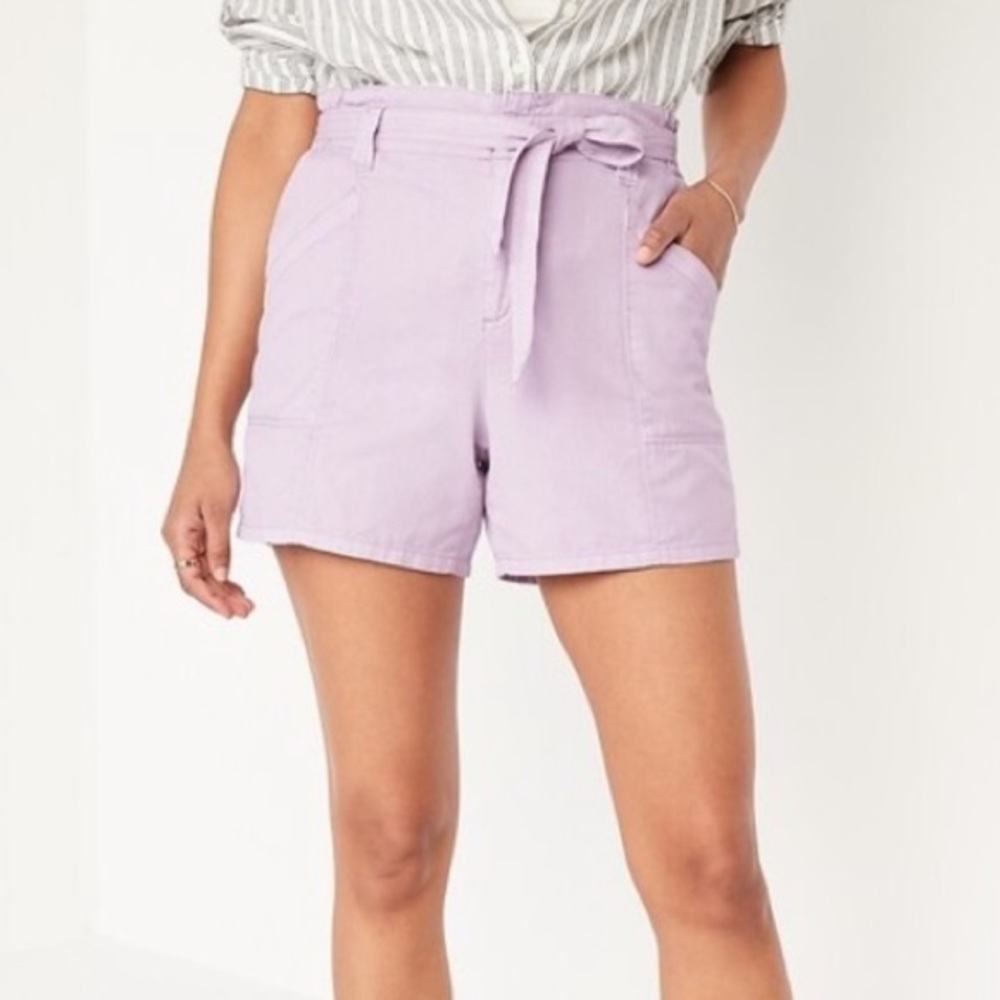 Old Navy Women’s High-Waisted Twill Workwear Shorts Lavender XL